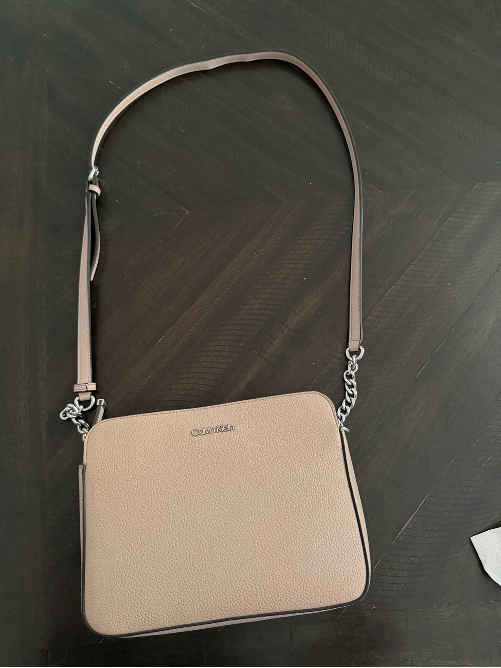 Calvin Klein Blush Taupe Pebbled Leather Crossbody